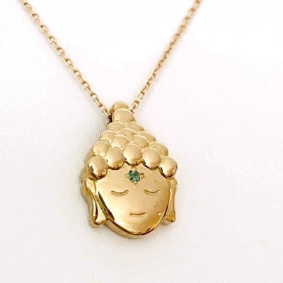黄金エメラルド大仏ネックレス